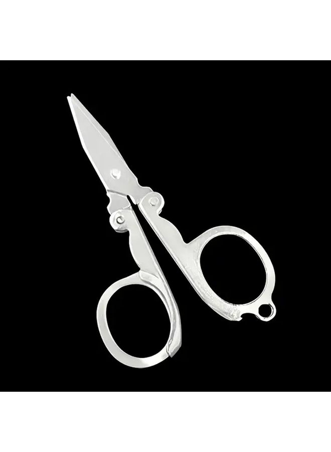 Silvery Heavy Duty Big Folding Scissors Sharp Blades Compact Portable Design For DIY Office Travel Home School Students Professionals Travelers Everyday Carry Multipurpose Tool - Image 4