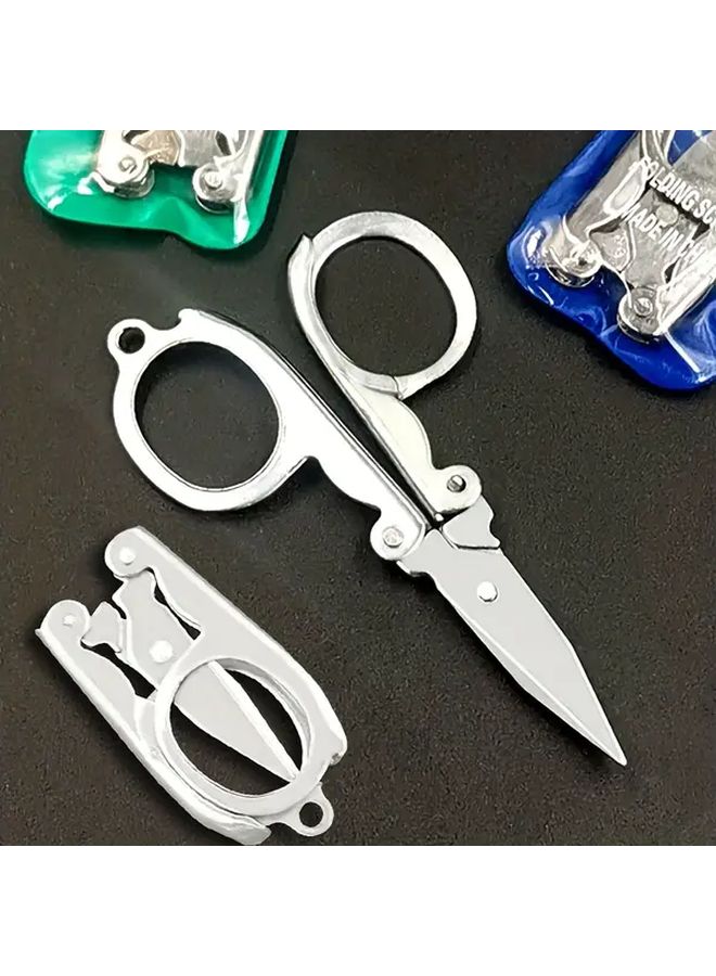 Silvery Heavy Duty Big Folding Scissors Sharp Blades Compact Portable Design For DIY Office Travel Home School Students Professionals Travelers Everyday Carry Multipurpose Tool - Image 1