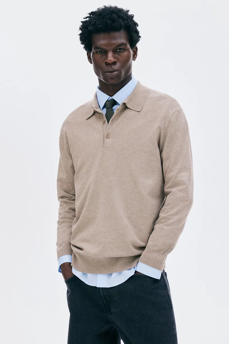 H&M Regular Fit Fine-knit polo shirt