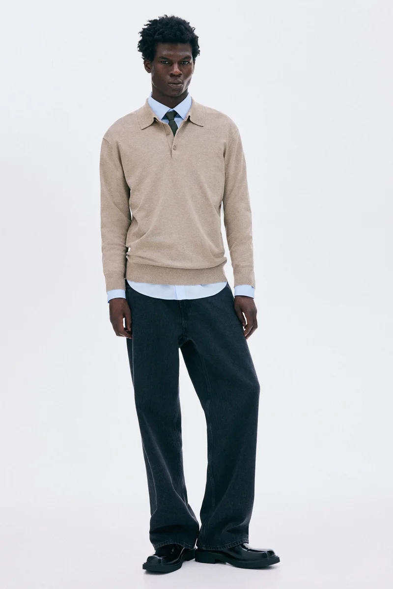 H&M Regular Fit Fine-knit polo shirt