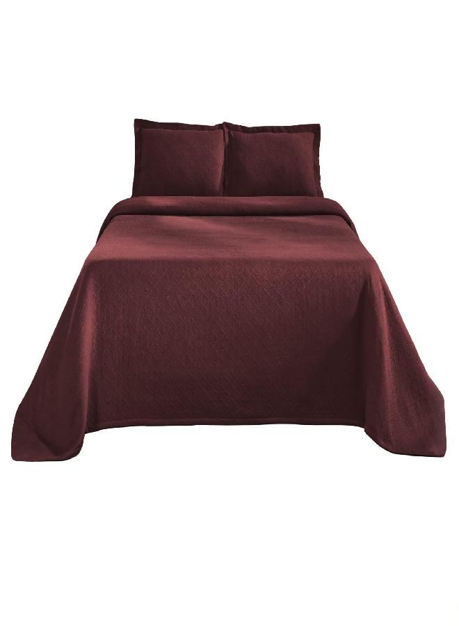Superior SUPERIOR Jacquard Matelasse 100% Cotton Basketweave 3-Piece Bedspread Set - Queen, Garnet  - Image 5