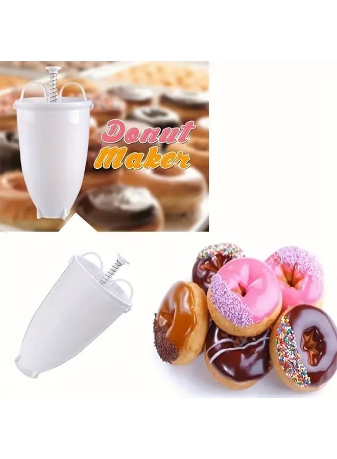 White Doughnut Maker Kit DIY Donut Making Tool Set For Home Baking Food Safe Plastic - Image 2