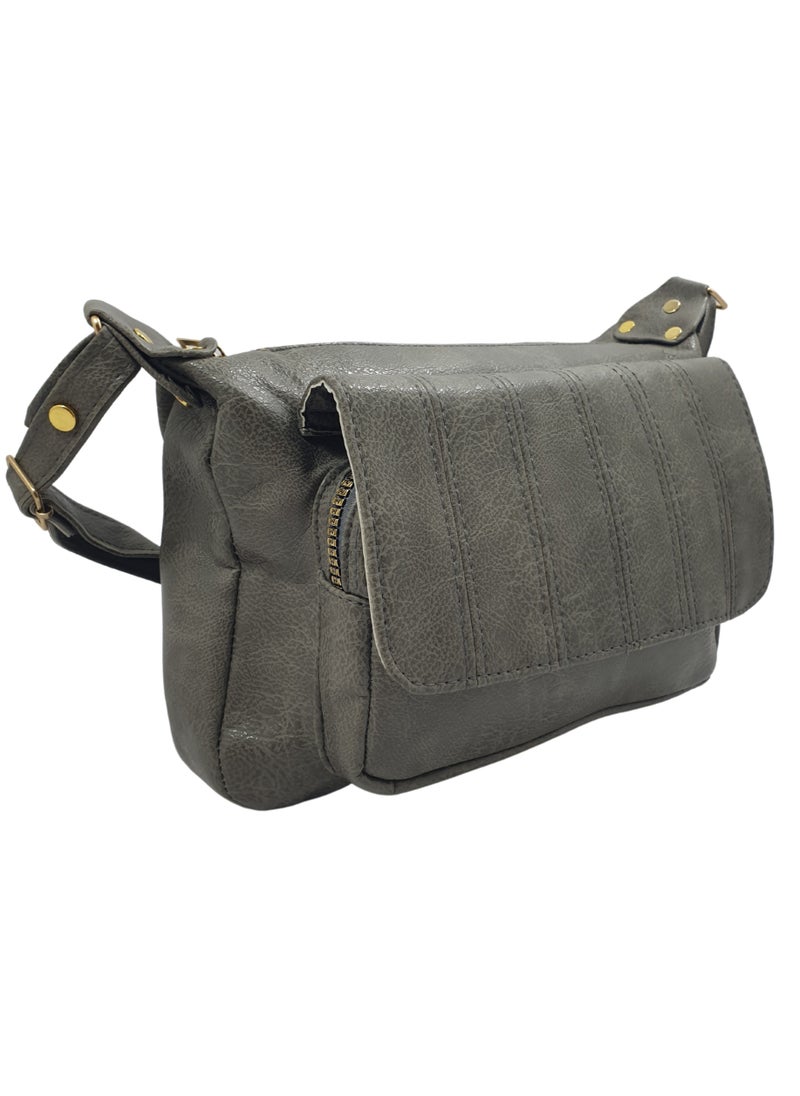 TO FASHION - TO 3010 LEATHER WOMEN’S, SHOULDER BAG, CROSS BODY BAG WITH DETACHABLE STRAP, MODERN AND ELEGANT DESIGN, DIMENSIONS 20*27*13 CM GREY A - Image 1