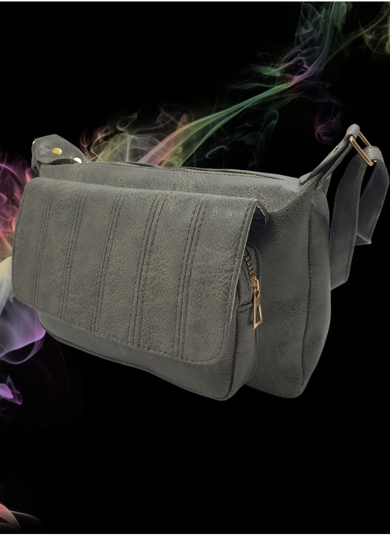 TO FASHION - TO 3010 LEATHER WOMEN’S, SHOULDER BAG, CROSS BODY BAG WITH DETACHABLE STRAP, MODERN AND ELEGANT DESIGN, DIMENSIONS 20*27*13 CM GREY A - Image 1