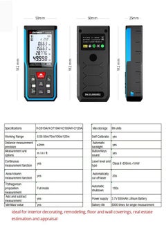 Portable Handheld Digital Laser Distance Meter 50m 70m 100m 120m Measure Infrared Rangefinder USB Rechargeable Laser Range Finder Tape Area Volume Measurement with Angle Indication - pzsku/ZA42193B8B94F6F312A01Z/45/_/1705723540/8827dbf4-d3a5-440d-85f0-8e7e54e751d9