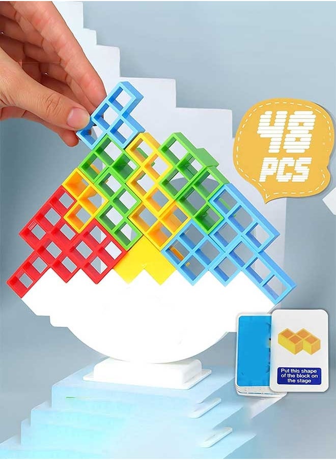 RATSAW 48pcs Stacking Building Blocks Tetris Balance Game Tetra Tower Balancing Stacking Toys Kids Adults Board Games Perfect for Family Parties Travel  - Image 1