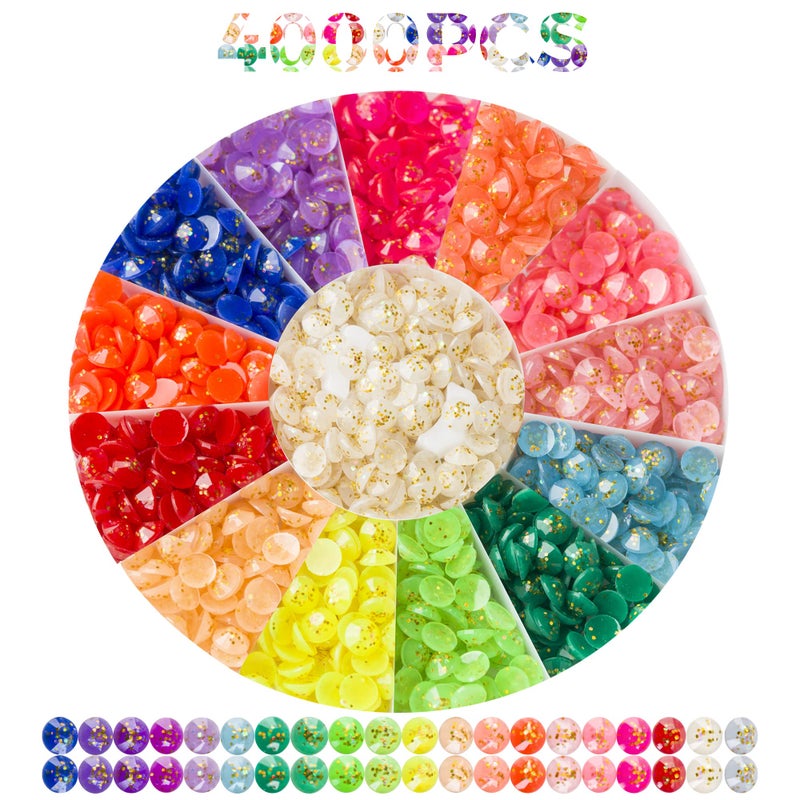 4000PCS Glitter Beads for Diamond Painting Diamond Painting Beads Diamond Painting Accessories 20 Colors Round Diamond Painting Drills Flatback Rhinestones for Crafts Bead Art or Nails Art 28MM