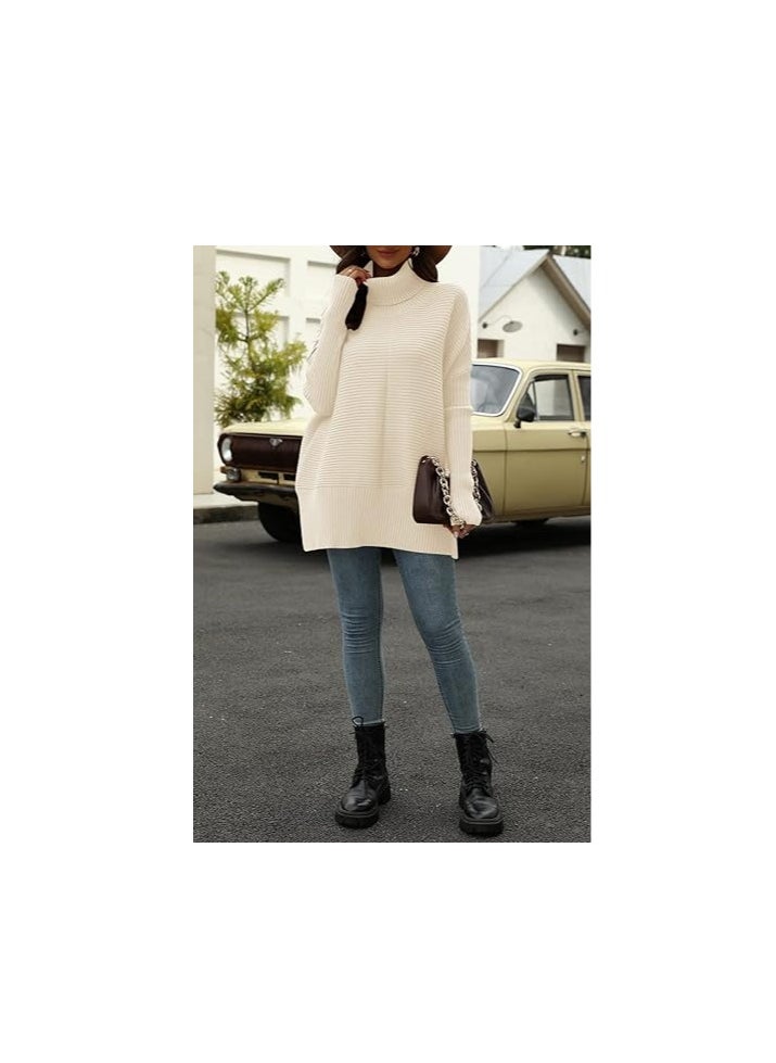 Trendy Oversized Turtleneck Sweater for Women Long Knitted Cozy Pullover Sweaters - Image 3