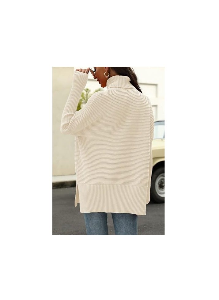Trendy Oversized Turtleneck Sweater for Women Long Knitted Cozy Pullover Sweaters - Image 4