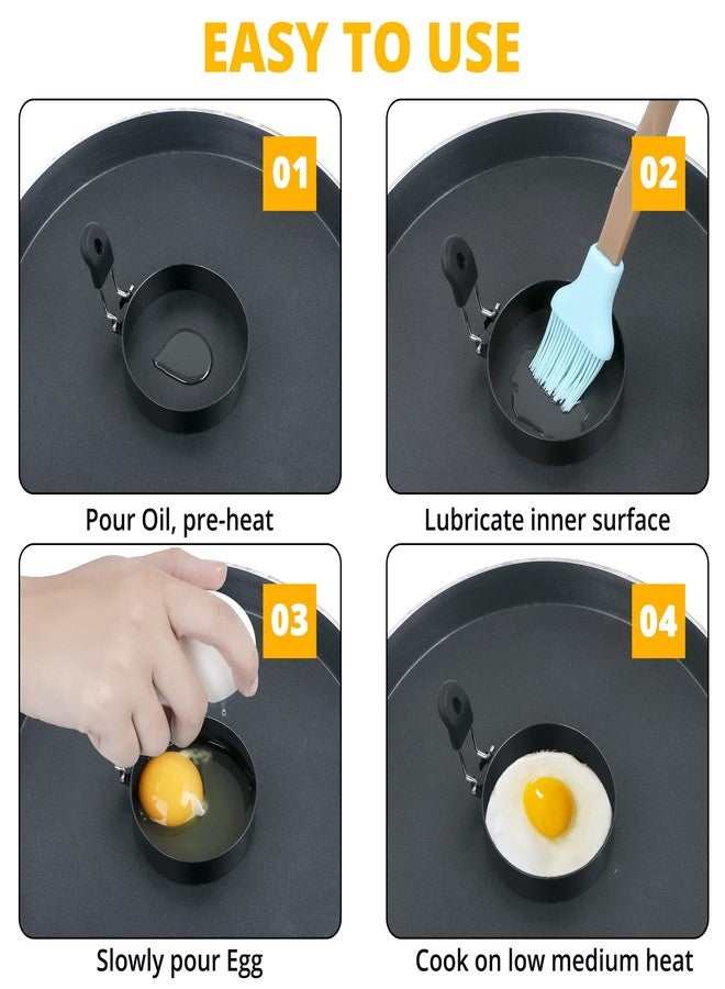 FUNUTTERS Egg Rings, 3.5'', Nonstick, Professional and Large, Stainless Steel Omelet/Egg Rings For Frying Eggs and Egg Mcmuffins, Egg Mold For Breakfast, Mini Pancakes, and Fried Eggs - Image 5
