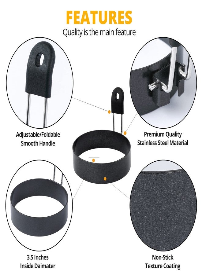 FUNUTTERS Egg Rings, 3.5'', Nonstick, Professional and Large, Stainless Steel Omelet/Egg Rings For Frying Eggs and Egg Mcmuffins, Egg Mold For Breakfast, Mini Pancakes, and Fried Eggs - Image 4