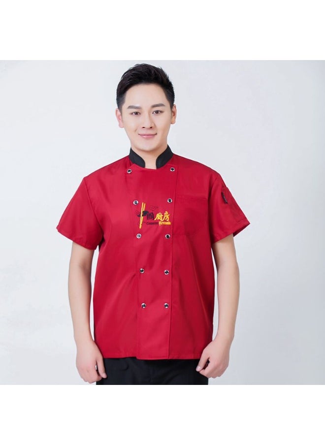 NIBEMINENT Chef Uniform For Men Jacket Cooking Clothes Kitchen Shirt Suit Waitress Food Service Coat 