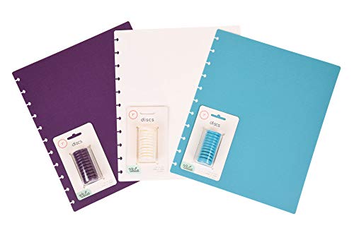 Talia Discbound Notbook - Cover and Disc Set (Set 1 (3pk), Letter Set) - Strong Purple, White, Energetic Turquoise - Image 1