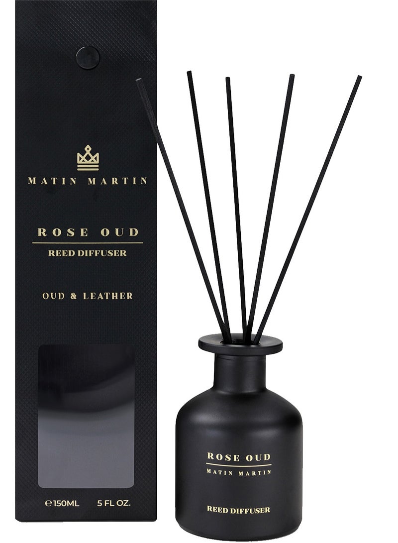 MATIN MARTIN Oud and Leather 150ml Luxury Aromatherapy Reed Diffuser Air Freshener - Rose Oud - Image 1