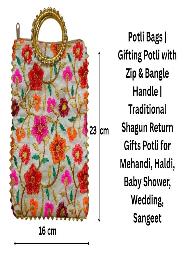 Spongy Women Potli Bags with Zip & Bangle Handle, Traditional Shagun Return Gifts for Mehandi, Haldi, Baby Shower, Wedding, Sangeet - Image 4