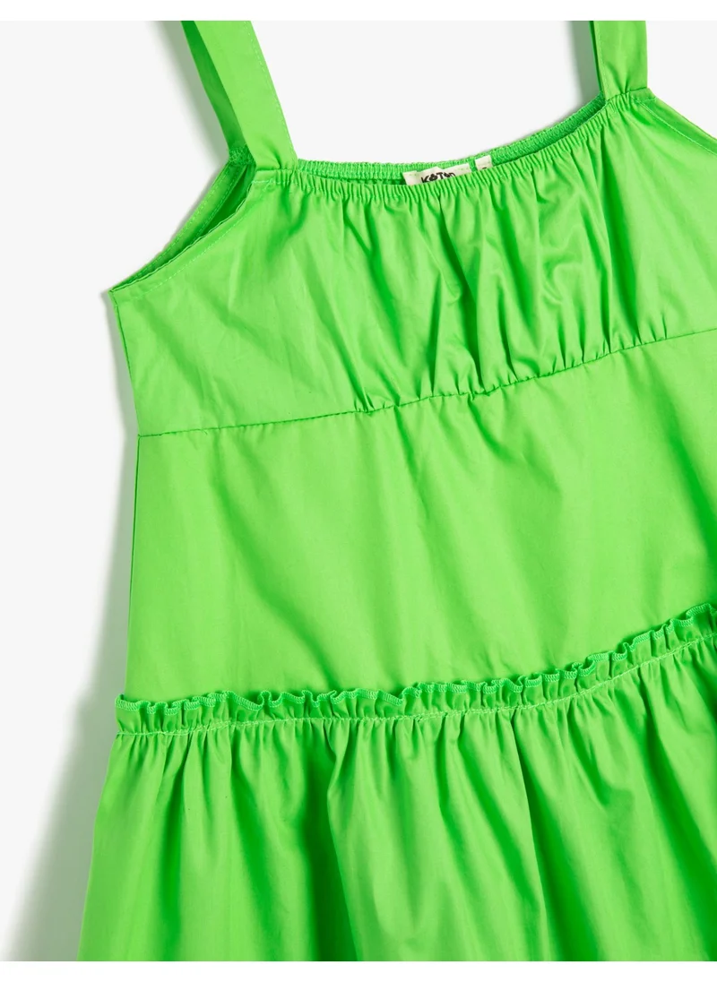 KOTON Dress Midi Length Strappy Layered Cotton