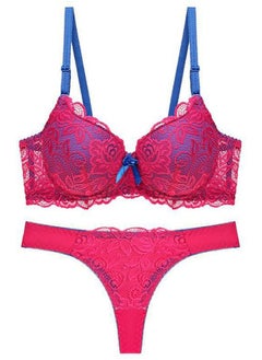 Comfy B C Cup Lace Bra Panty Set Women's Underwear Set Red And Blue Color Matching