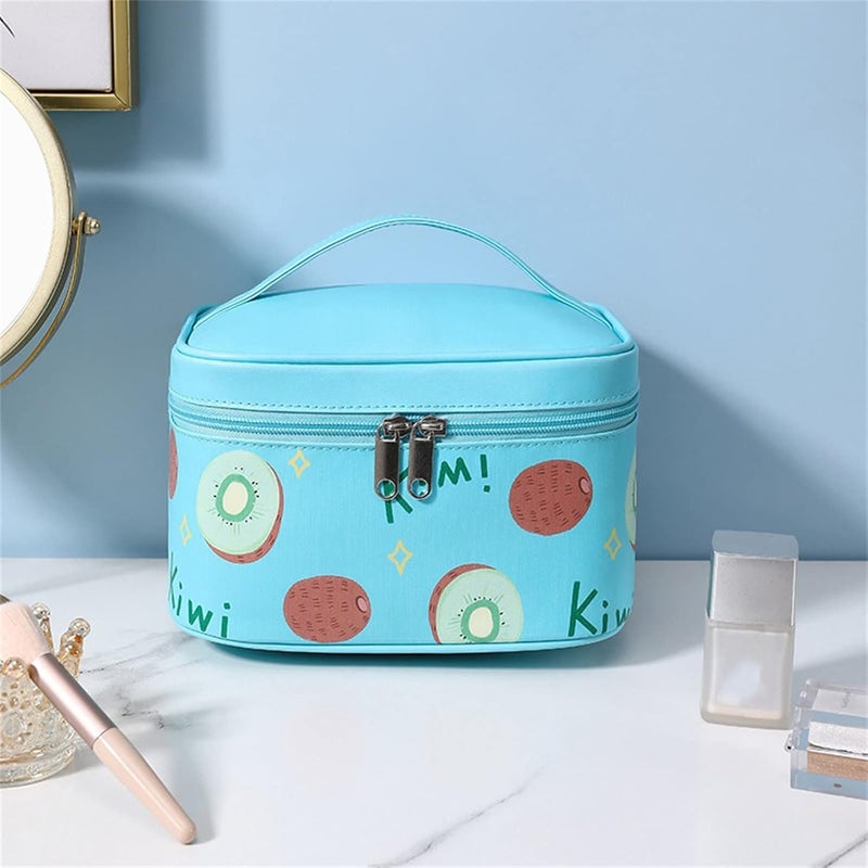 klarako Washable Waterproof Cosmetic Bag Makeup Bag for Purse Pouch PU Leather Travel Beauty Zipper Organizer Bag Gifts for Girl Women (Blue) - Image 2