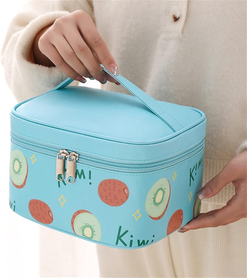 klarako Washable Waterproof Cosmetic Bag Makeup Bag for Purse Pouch PU Leather Travel Beauty Zipper Organizer Bag Gifts for Girl Women (Blue) - Image 4