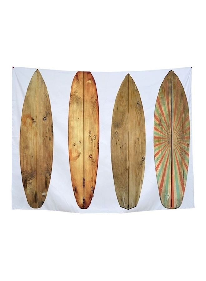 نيبمينينت بساط جداري يعلق على الحائط بنمط ألواح خشبية لرياضات ركوب الأمواج ذهبي/ أبيض 150x130سنتيمتر