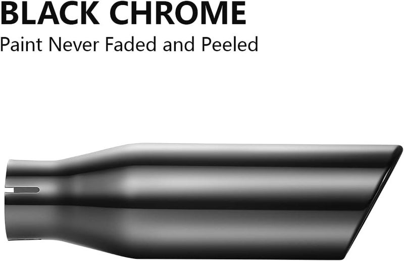A-KARCK Black Chrome Exhaust Tip - 2.25" Inlet to 3.5" Outlet, 12" Long - Image 2