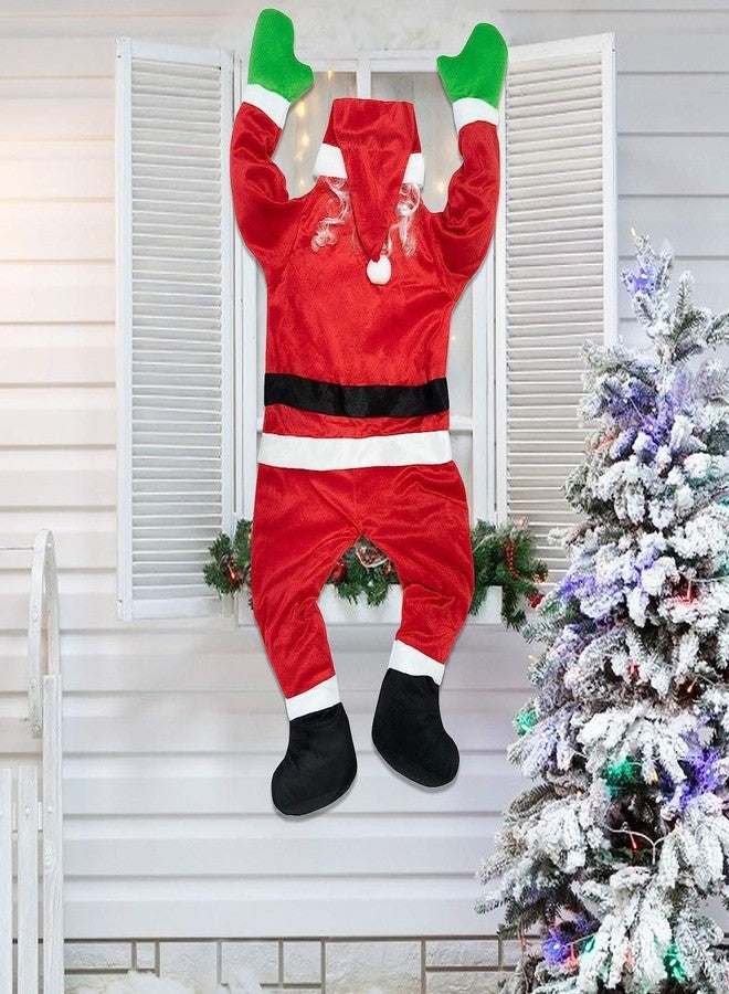 Gwindrise Christmas Santa Suit Wall Decor, 65 Inch Full Body Hanging Display, Climbing Christmas Decoration for Doors, Windows, Jolly Large-Sized Holiday Decor - Image 1