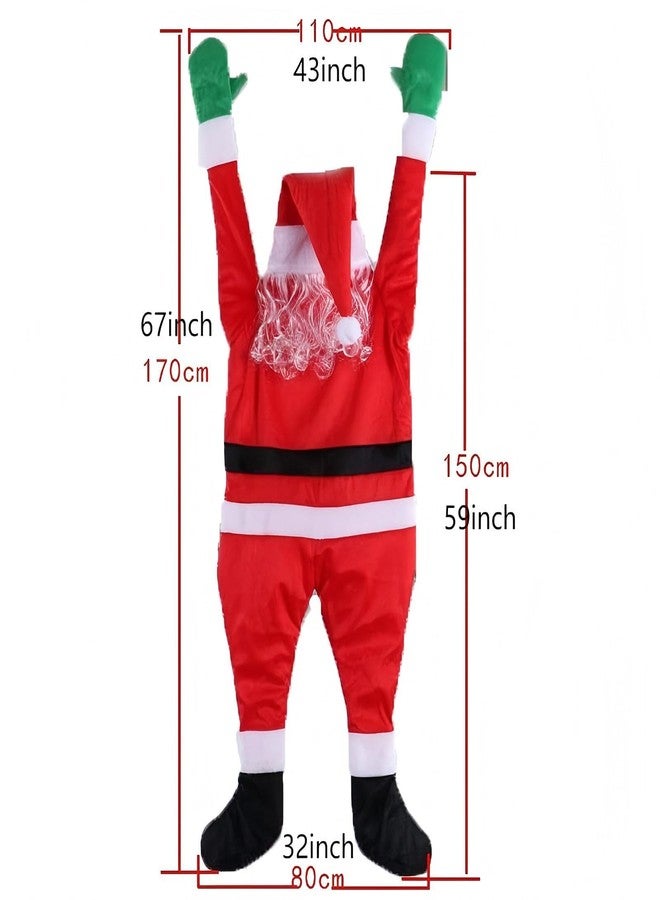 Gwindrise Christmas Santa Suit Wall Decor, 65 Inch Full Body Hanging Display, Climbing Christmas Decoration for Doors, Windows, Jolly Large-Sized Holiday Decor - Image 4