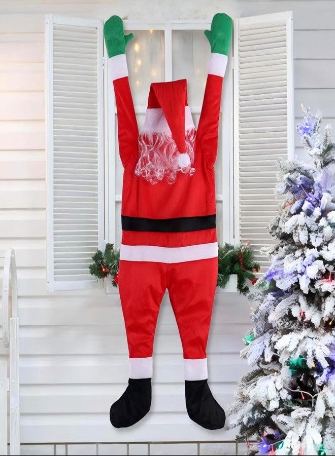 Gwindrise Christmas Santa Suit Wall Decor, 65 Inch Full Body Hanging Display, Climbing Christmas Decoration for Doors, Windows, Jolly Large-Sized Holiday Decor - Image 3