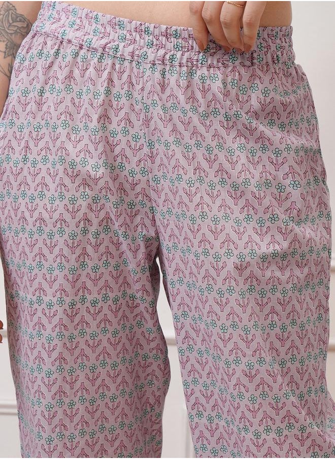 Vishudh - All-Over Printed Cotton Tunic and Trousers Co-Ords by Styli - Image 1