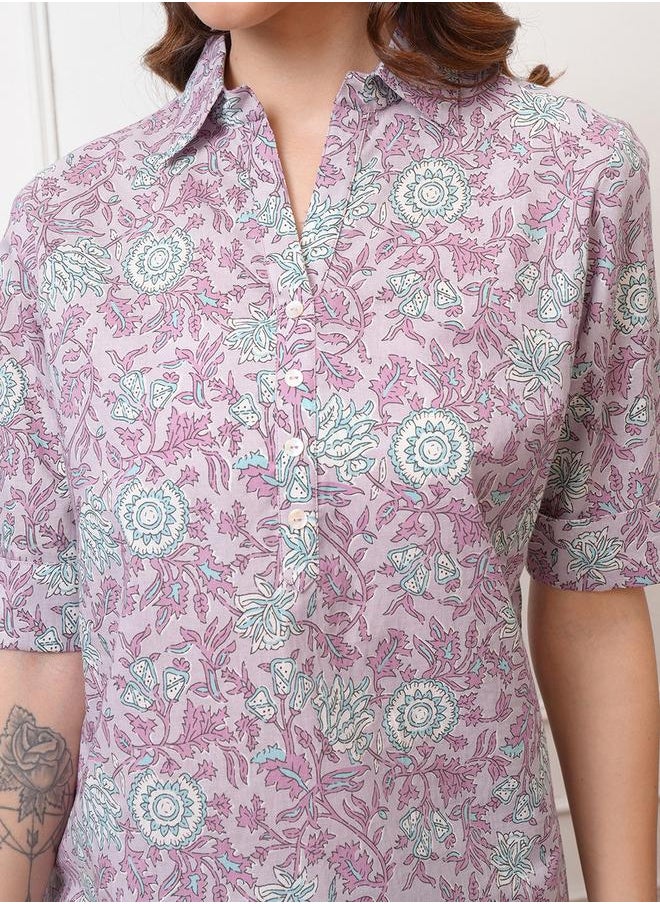Vishudh - All-Over Printed Cotton Tunic and Trousers Co-Ords by Styli - Image 1