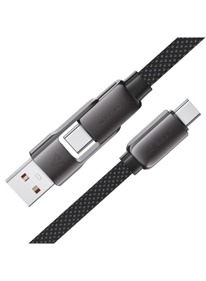 أسيفاست كابل شحن وبيانات C13-04 USB-A / USB-C إلى USB-C 2 في 1، شحن سريع 60 وات، كابل مضفر من سبائك الزنك والنايلون بطول 1.2 متر - أسود - Image 1