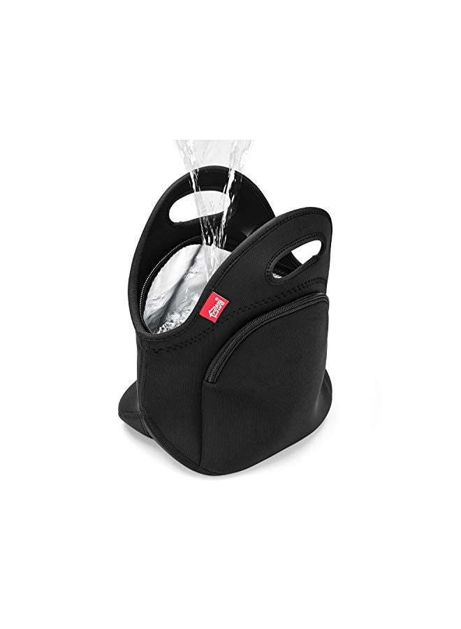 yookee home yookee home Neoprene Lunch Bag for Women Insulated Lunch Bag for Men Small Lunch Cooler Lunch Box Insulated Bag Thermal Lunch Bag Waterproof Leak Proof Freezable Lunch Bag Kids Lunch Tote Bag Black - Image 1