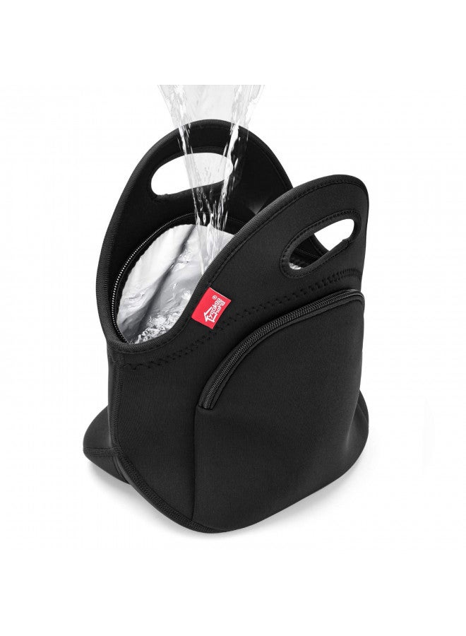 yookee home yookee home Neoprene Lunch Bag for Women Insulated Lunch Bag for Men Small Lunch Cooler Lunch Box Insulated Bag Thermal Lunch Bag Waterproof Leak Proof Freezable Lunch Bag Kids Lunch Tote Bag Black - Image 2