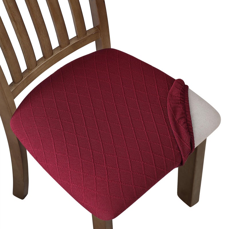 Fuloon Stretch Chair Seat Covers 4 PCS Removable Washable Dining Chair Covers AntiDust Dining Room Seat Cushion Slipcovers 4 Burgundy