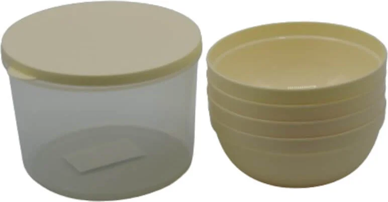 بييف Measured Storage Container Bowl Set 5 Pieces Cream