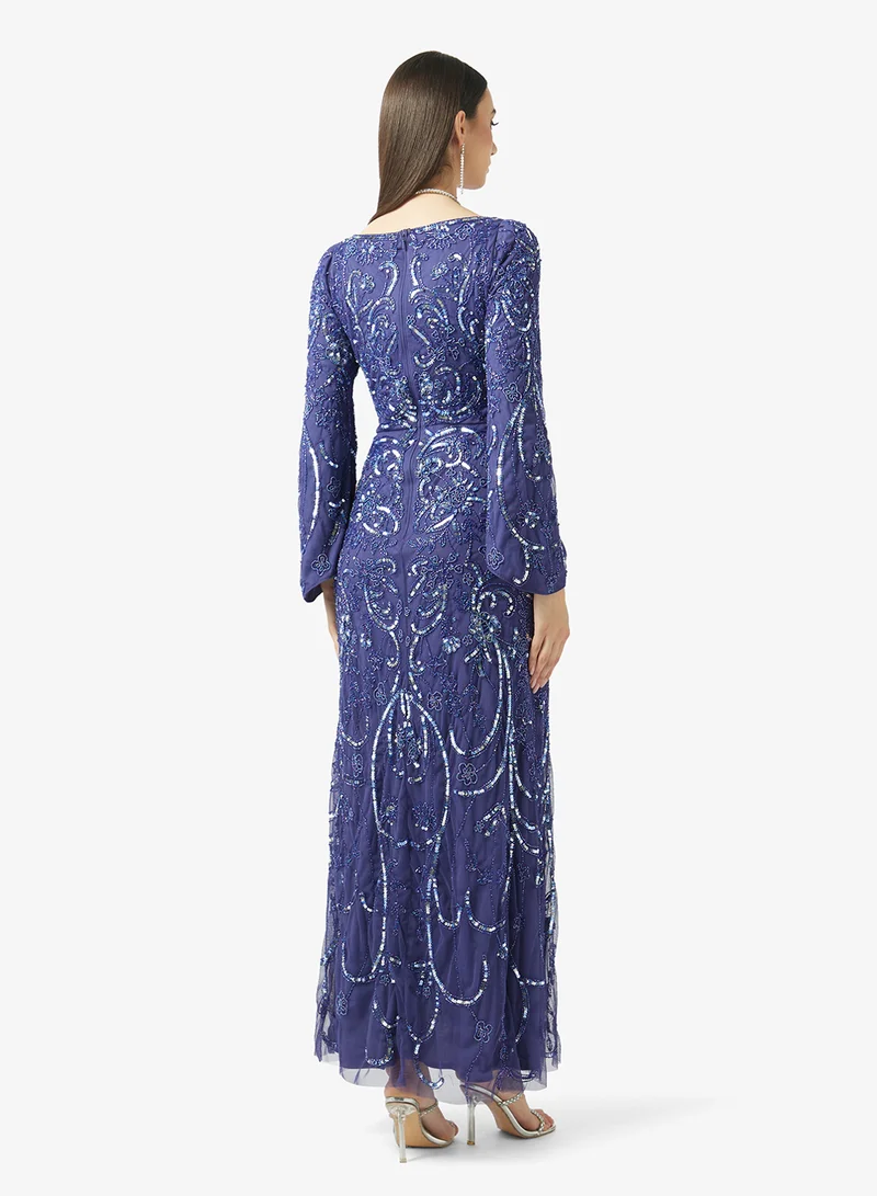 BEAUUT V-Neck Sequin Maxi Dress