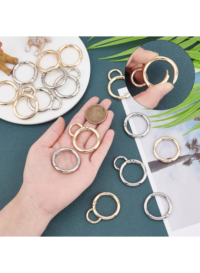 16pcs Spring Clip Round Carabiner Golden Silver Spring Snap Hooks Clip Set Snap Clip Trigger 35mm Spring Keyring Buckle Organizer with Fixed Eyelet for Handbag Purse Pet Tag Keychain  - Image 5