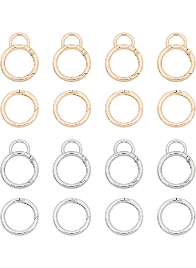 16pcs Spring Clip Round Carabiner Golden Silver Spring Snap Hooks Clip Set Snap Clip Trigger 35mm Spring Keyring Buckle Organizer with Fixed Eyelet for Handbag Purse Pet Tag Keychain  - Image 1