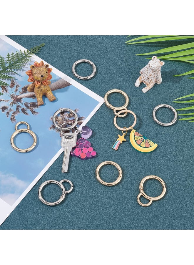 16pcs Spring Clip Round Carabiner Golden Silver Spring Snap Hooks Clip Set Snap Clip Trigger 35mm Spring Keyring Buckle Organizer with Fixed Eyelet for Handbag Purse Pet Tag Keychain  - Image 2