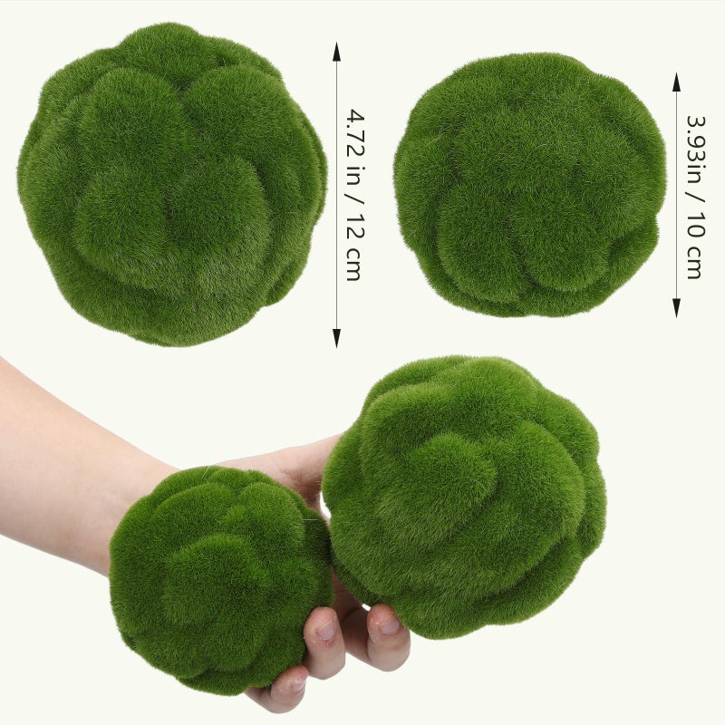 STOBAZA 4pcs Fake Green Moss Balls, Decorative Green Moss, Simulated Topiary Ball, Floral Arrangements for Garden Wedding Party Decoration - Image 3