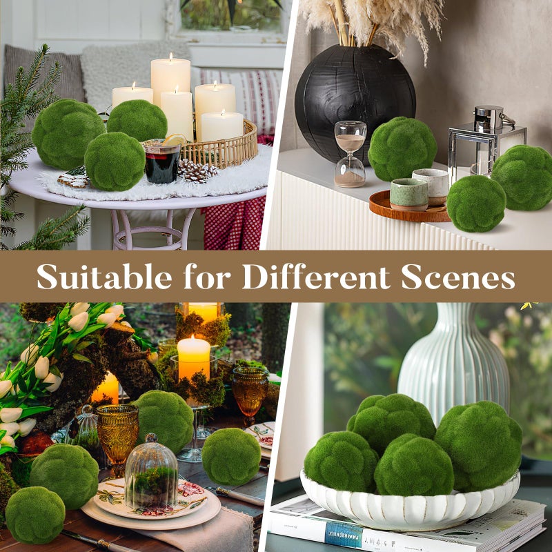 STOBAZA 4pcs Fake Green Moss Balls, Decorative Green Moss, Simulated Topiary Ball, Floral Arrangements for Garden Wedding Party Decoration - Image 4