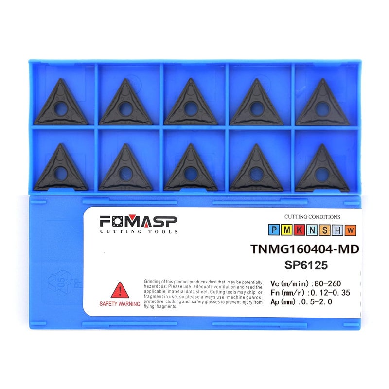 FomaSP TNMG331 / TNMG160404-PM of CNC Carbide Inserts for Steel Turning Cutting Tools, The Chip Breaker PM fit for Semi-Finishing Metal Cutting, 10 PCS. - Image 1