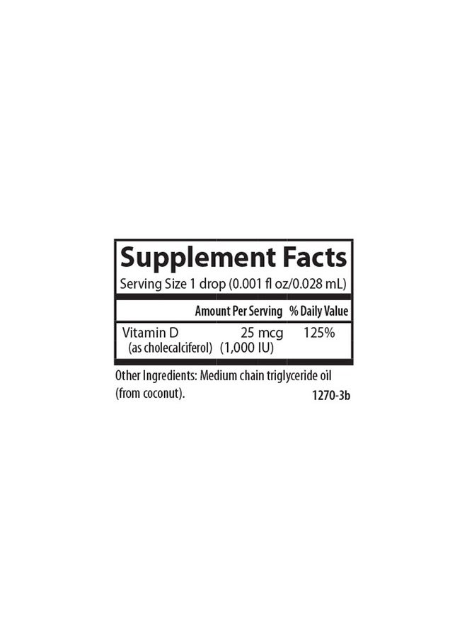 Carlson - Super Daily D3 Vitamin D Drops 1000 Iu (25 Mcg) Per Drop 1Year Supply Vitamin D3 Liquid Heart & Immune Health Vegetarian Liquid Vitamin D3 Drops Unflavored 365 Drops - Image 1