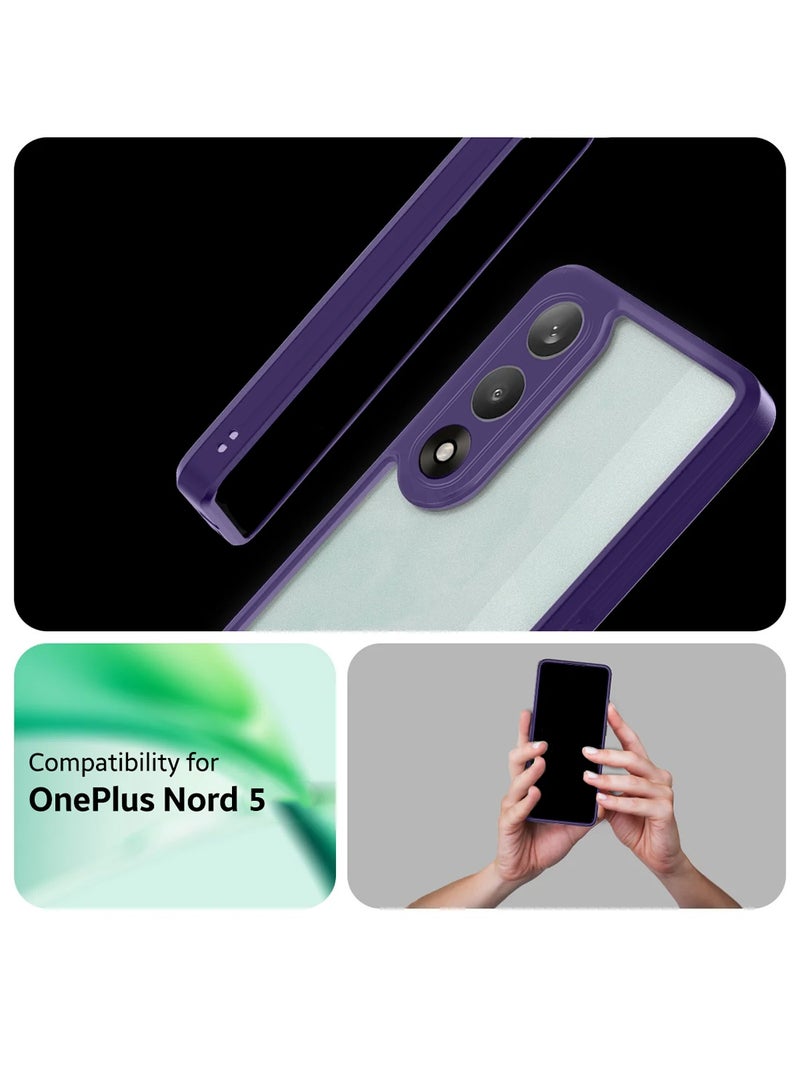 Wtech OnePlus Nord 5 / OnePlus Ace 5 Ultra 5G 2025 Hybrid TPU Silicone with Raised Armour Bumpers Slim Case Cover (MCAPSA) - Clear/Eggplant Purple - Image 4