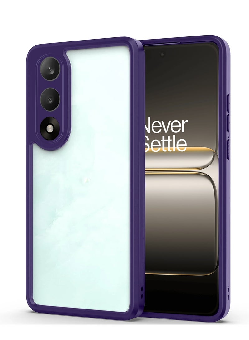 Wtech OnePlus Nord 5 / OnePlus Ace 5 Ultra 5G 2025 Hybrid TPU Silicone with Raised Armour Bumpers Slim Case Cover (MCAPSA) - Clear/Eggplant Purple - Image 1