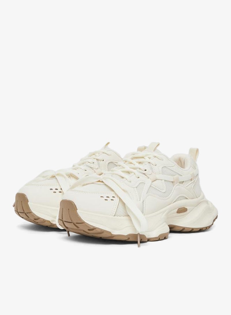 Styli White Chunky Sole Lace-Up Sneakers - Image 1