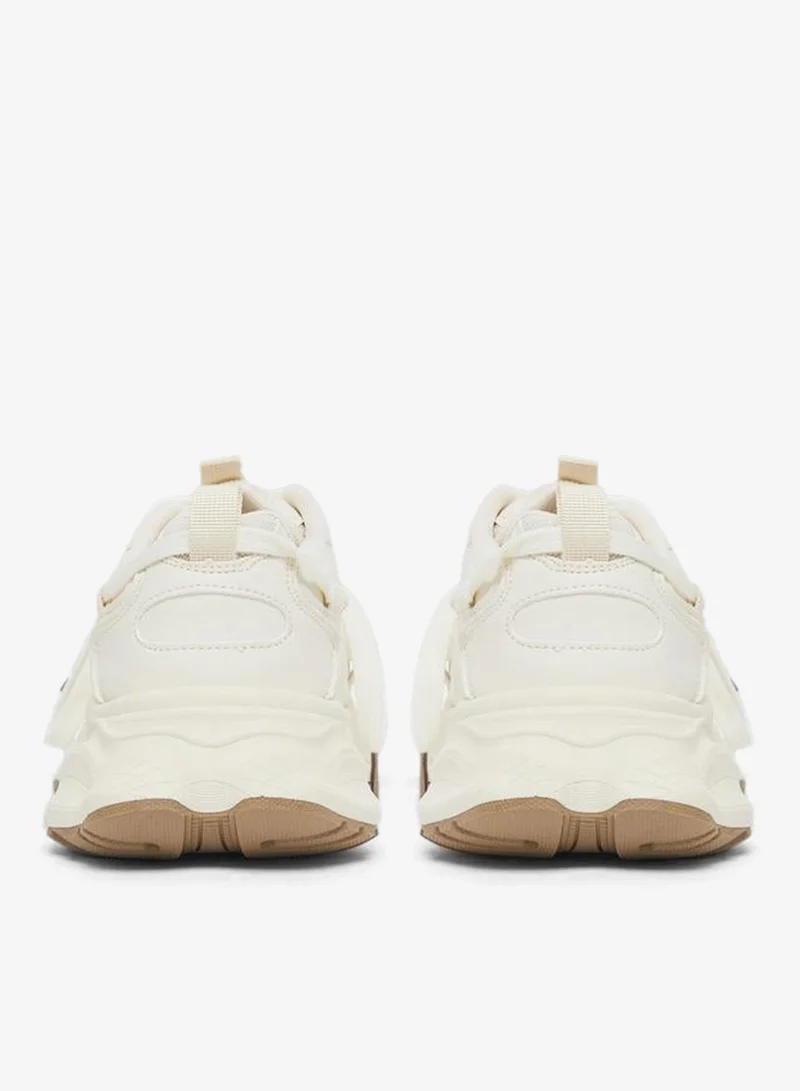Styli  White Chunky Sole Lace-Up Sneakers for Women | Best Price UAE