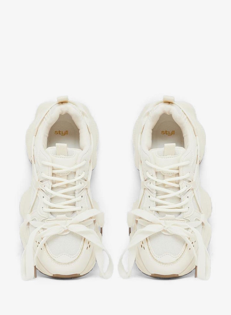 Styli White Chunky Sole Lace-Up Sneakers - Image 4