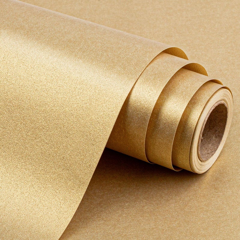 Yarcony Shimmer Gold Wrapping Paper Champagne Matte Wrapping Paper for Gifts Solid Color Pearlylustre Gift Wrap Paper for Wedding Valentines Day Birthday Baby Shower Christmas17 Inch X 33 Feet - Image 3