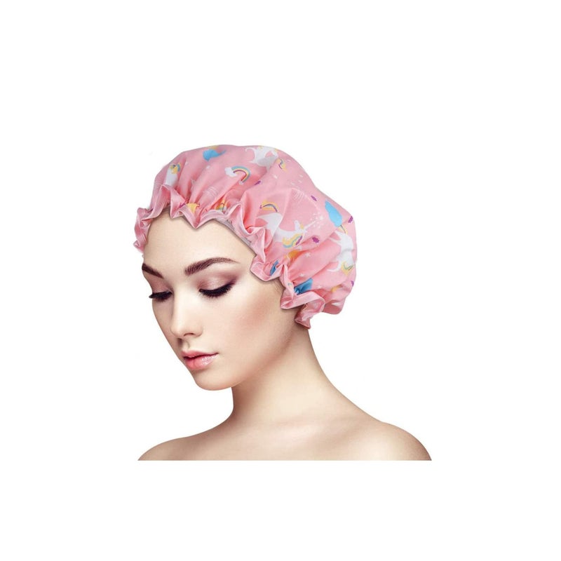 Zikra 2 Pieces Plastic Shower Caps Double-Layer Bath Cap Elastic Band Shower Hat Waterproof For Women Shower Spa Heat Cap For Deep Conditioning - Image 3